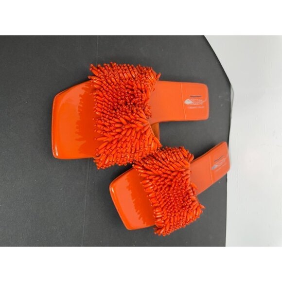 Free People JEFFREY CAMPBELL Orange Beaded Salsa Slip On Sandals Sz 6 NEW Flat - Picture 3 of 5
